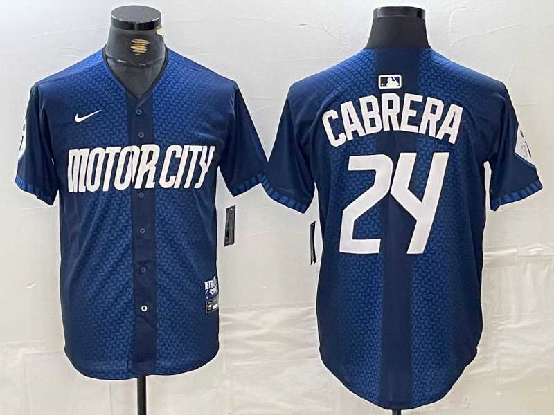 Men%27s Detroit Tigers #24 Miguel Cabrera Navy 2024 City Connect Cool Base Limited Stitched Jersey->detroit tigers->MLB Jersey